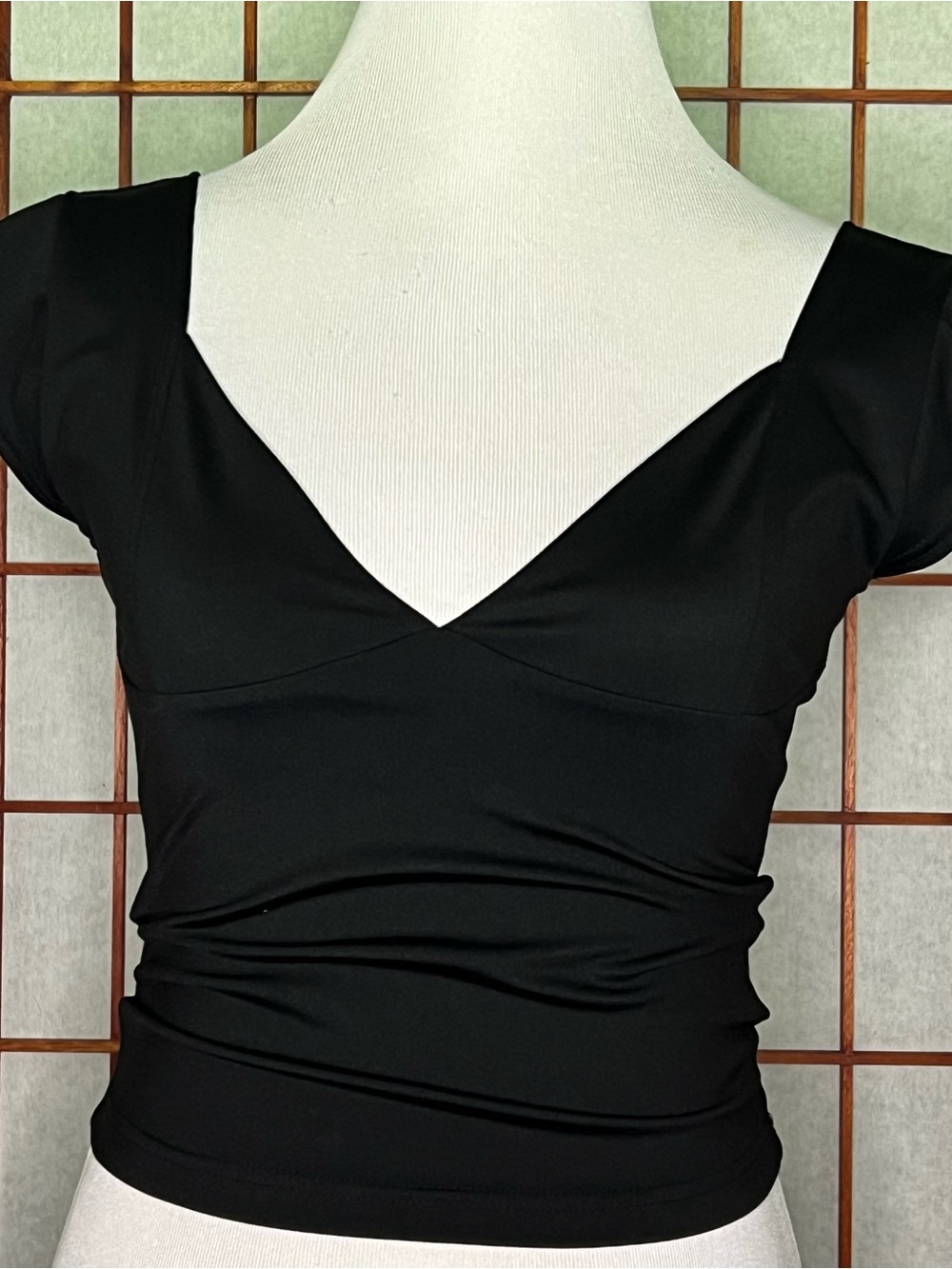 Black V-Neck Cap Sleeve Top